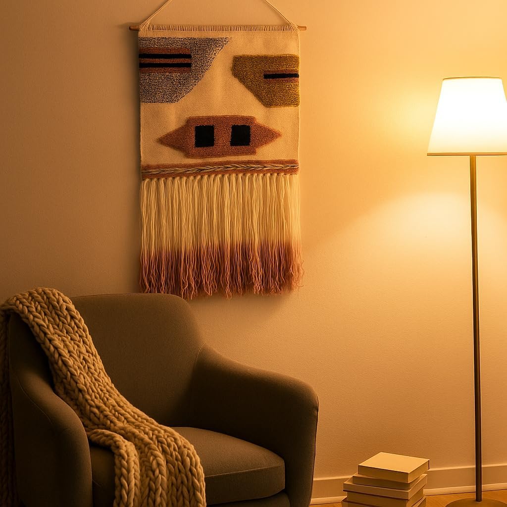 Textured Boho Handwoven Tufted Wool Wall Decor