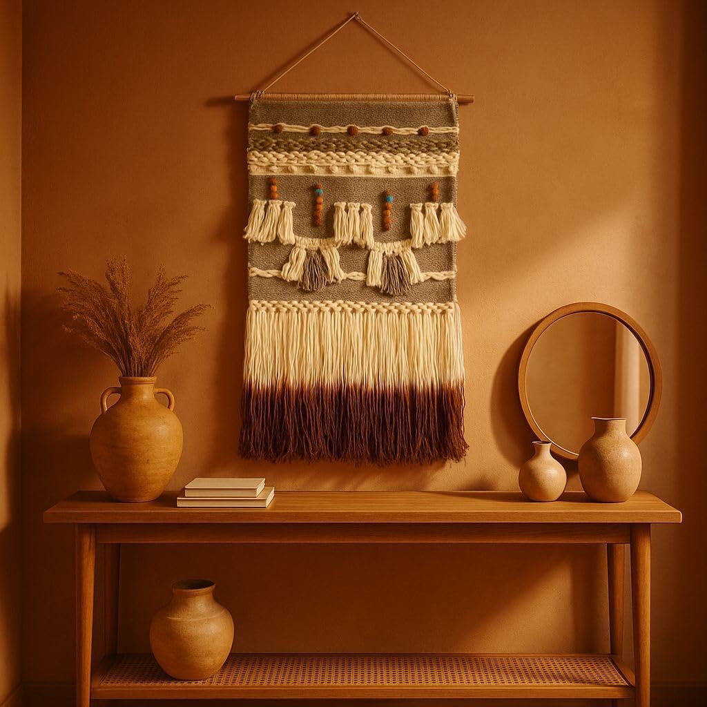 Handwoven Beaded Boho Fringe Wall Decor