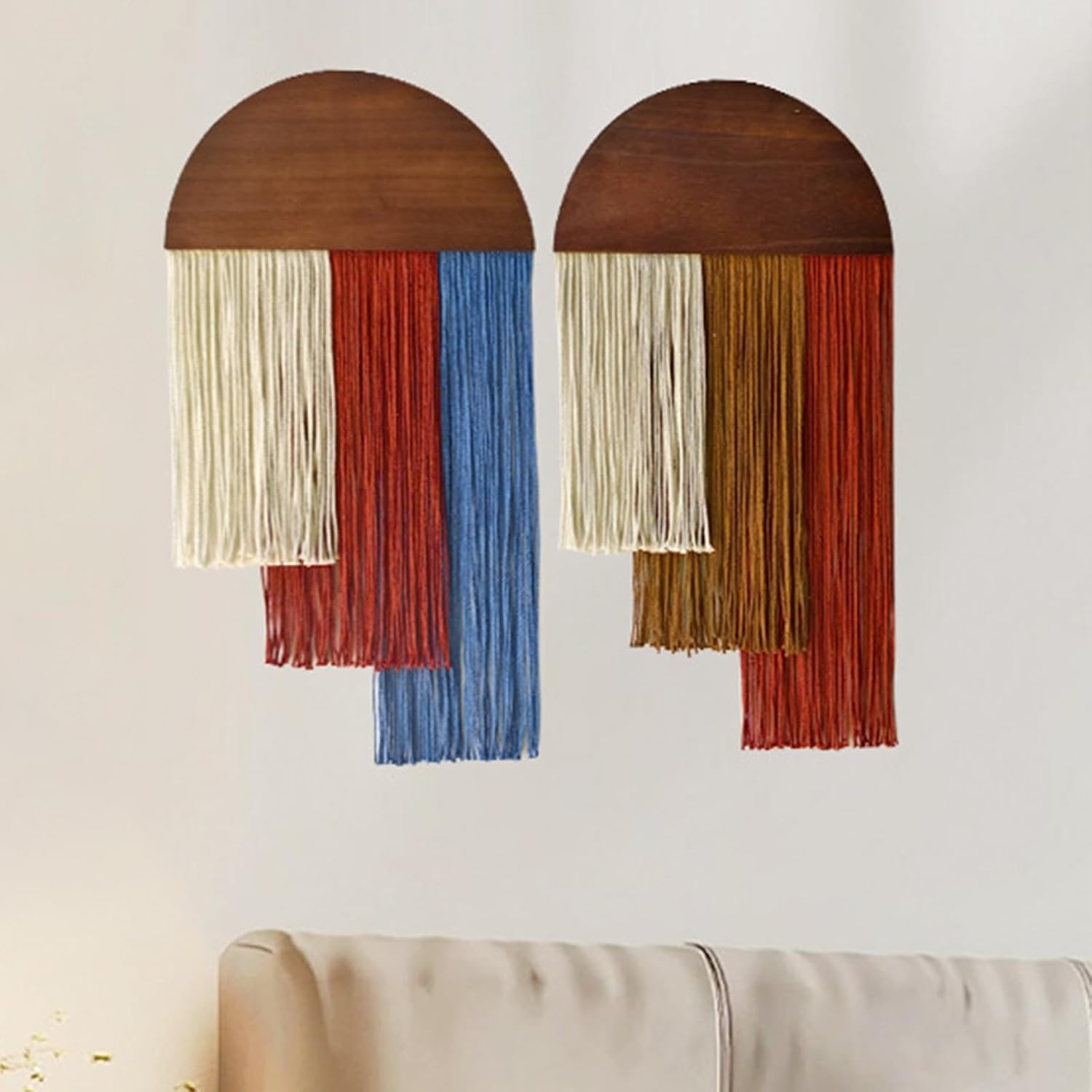 Two Tie-Dye Macrame Woven Wall Hangings