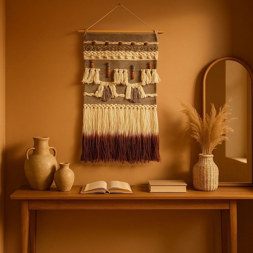 Handwoven Beaded Boho Fringe Wall Decor