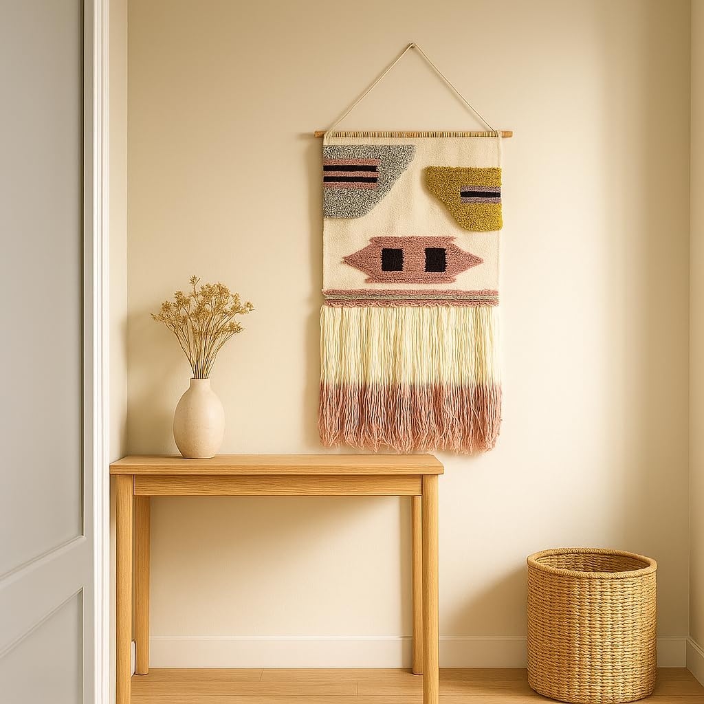 Textured Boho Handwoven Tufted Wool Wall Decor