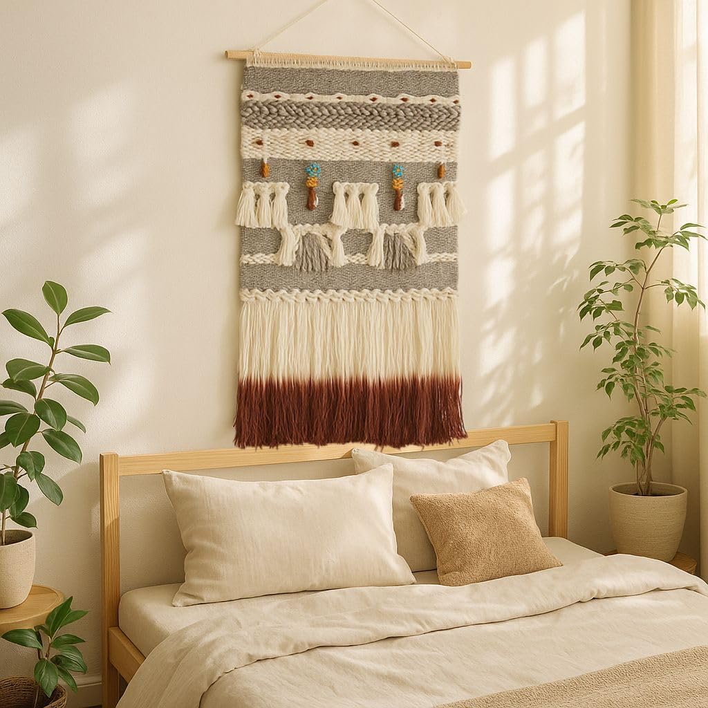 Handwoven Beaded Boho Fringe Wall Decor