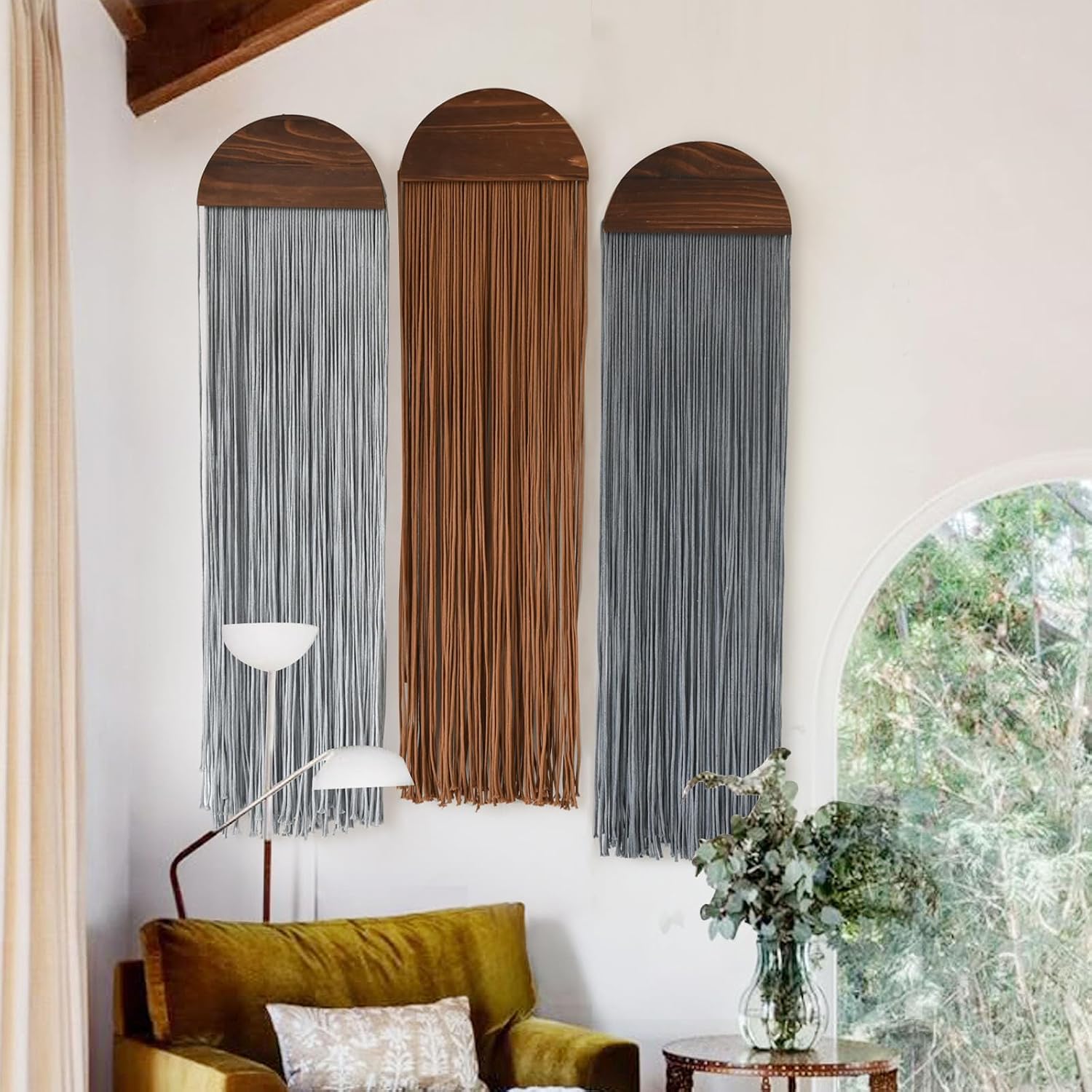 Three Handmade Boho Fringe Macrame Wall Hasnging