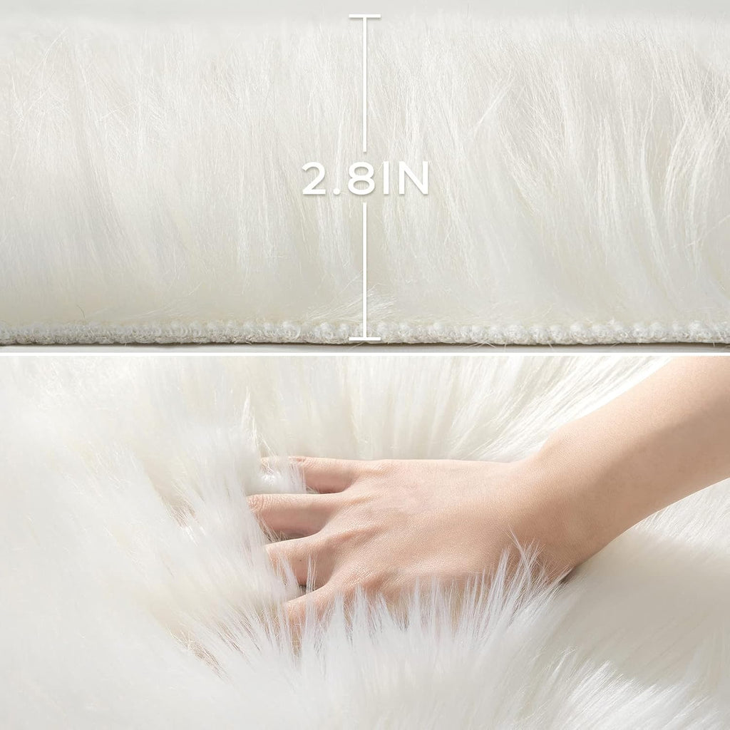 White Soft Faux Sheepskin Washable Shag Area Rug