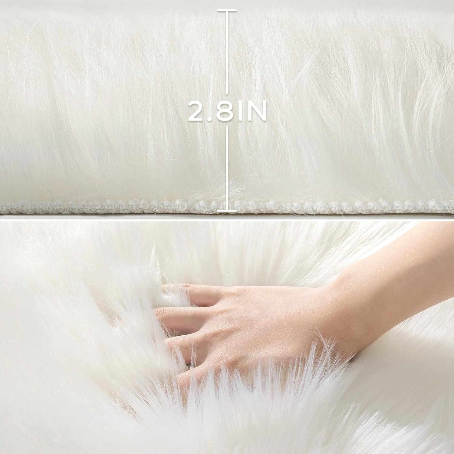 White Soft Faux Sheepskin Washable Shag Area Rug