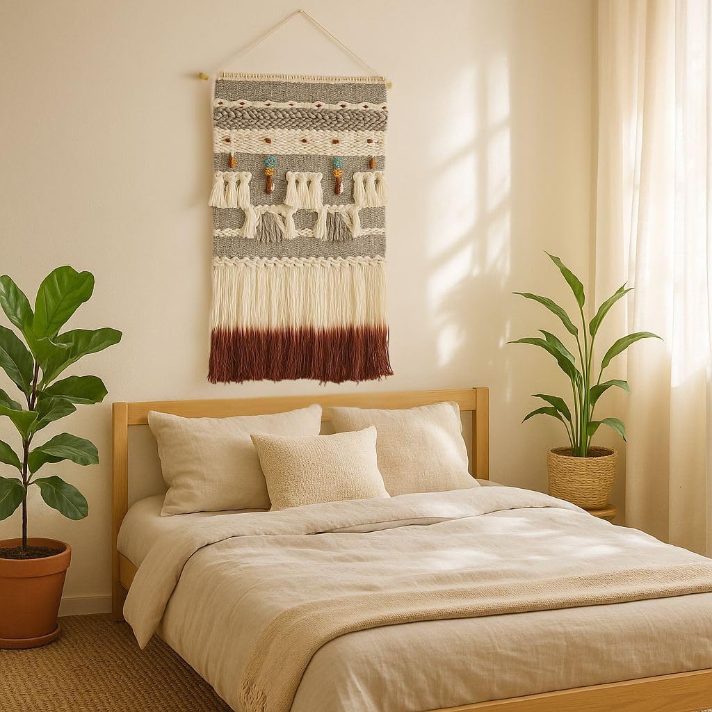 Handwoven Beaded Boho Fringe Wall Decor