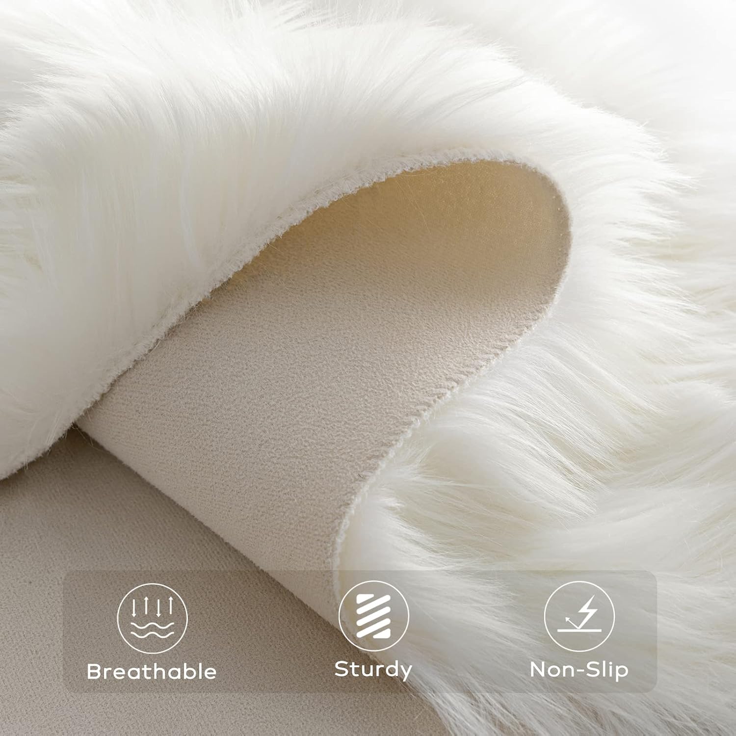 White Soft Faux Sheepskin Washable Shag Area Rug