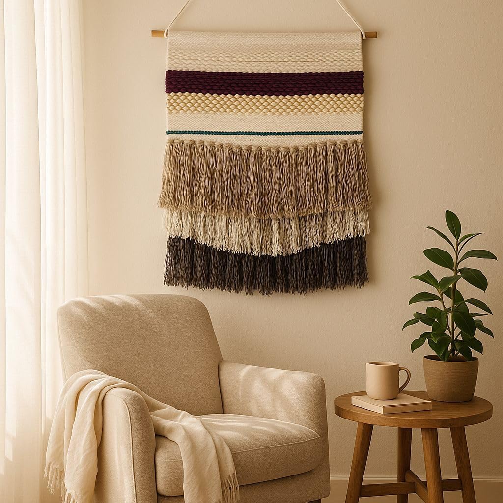 Striped Cotton Boho Tassel Wall Hanging Decor