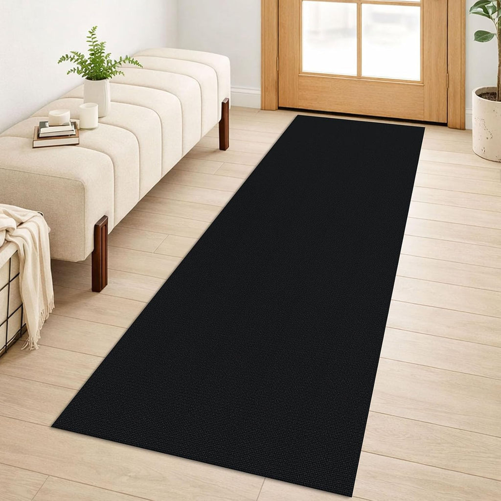 Black Braided Non Slip Cotton Runner Rug