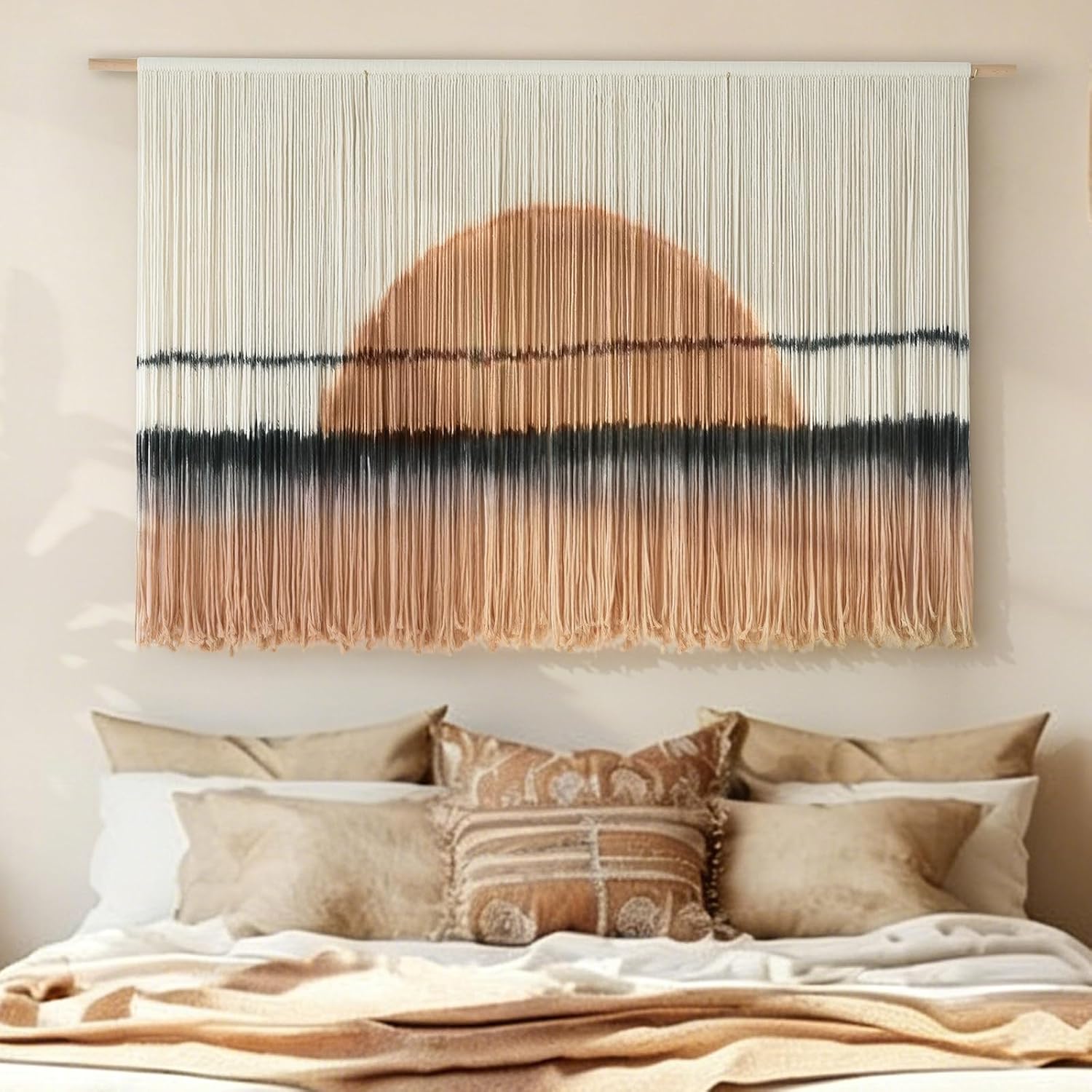 Sunset Dip-Dye Boho Macrame Wall Hanging Decor