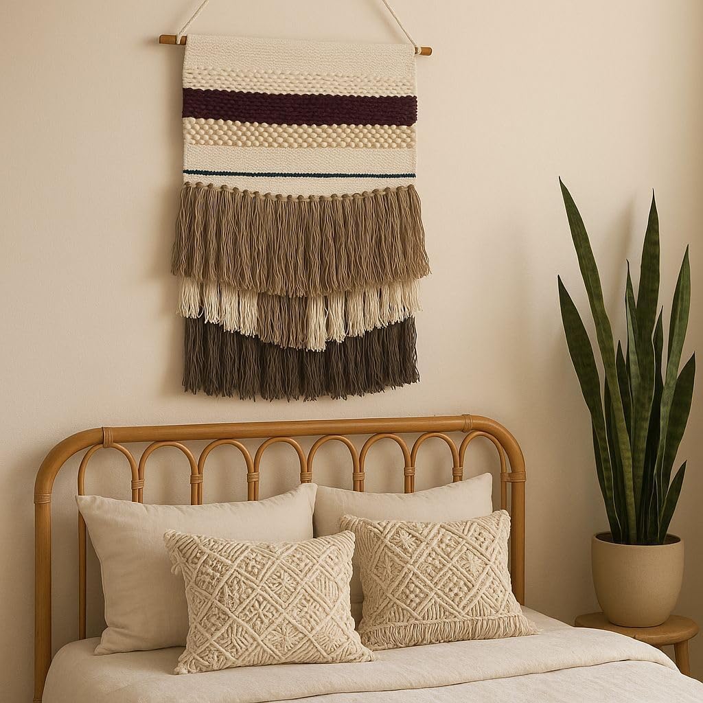 Striped Cotton Boho Tassel Wall Hanging Decor