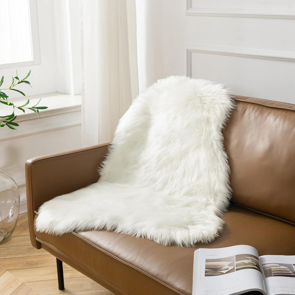 White Soft Faux Sheepskin Washable Shag Area Rug