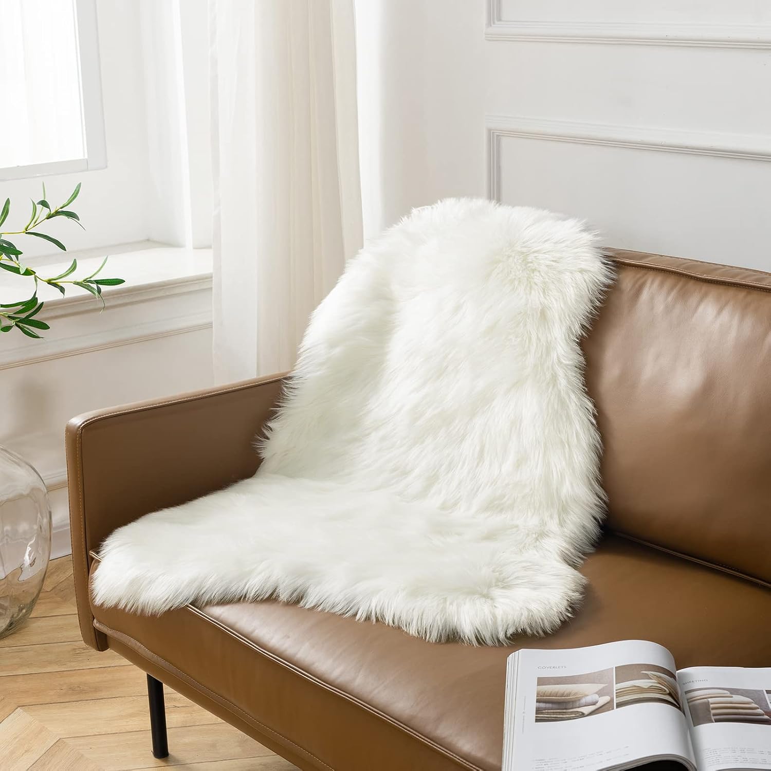 White Soft Faux Sheepskin Washable Shag Area Rug