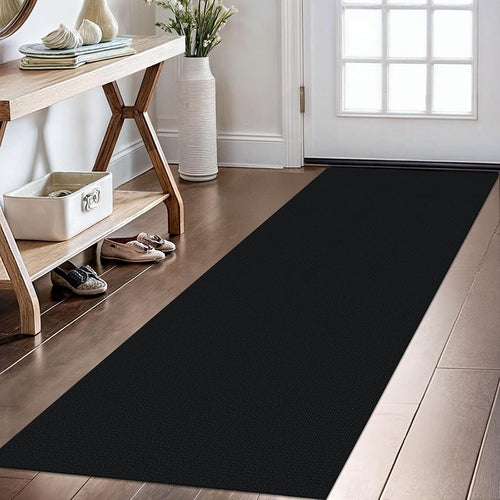 Black Braided Cotton Non Slip Runner Rug