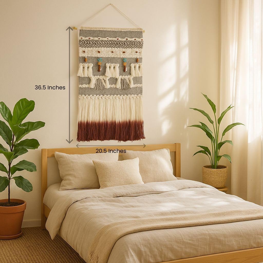 Handwoven Beaded Boho Fringe Wall Decor