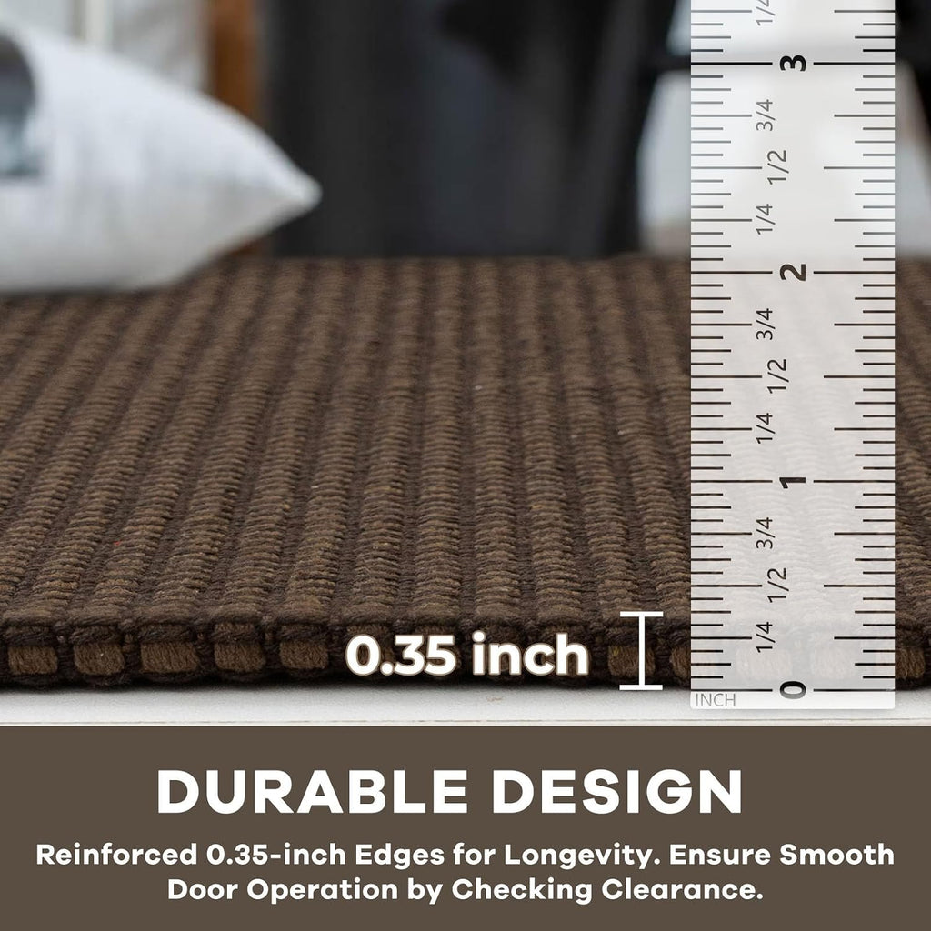 Brown Washable Non Slip Cotton Runner Rug