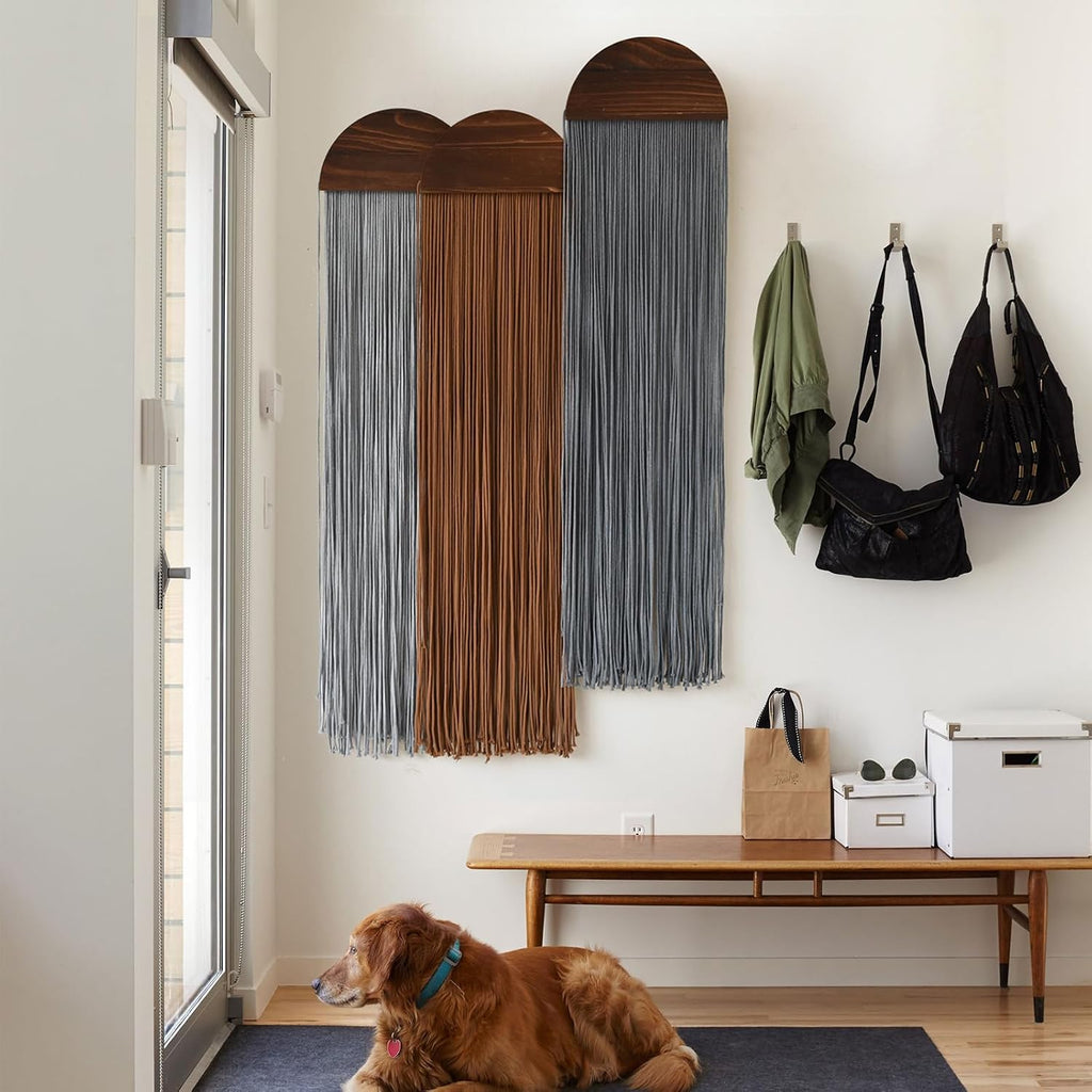 Three Handmade Boho Fringe Macrame Wall Hasnging
