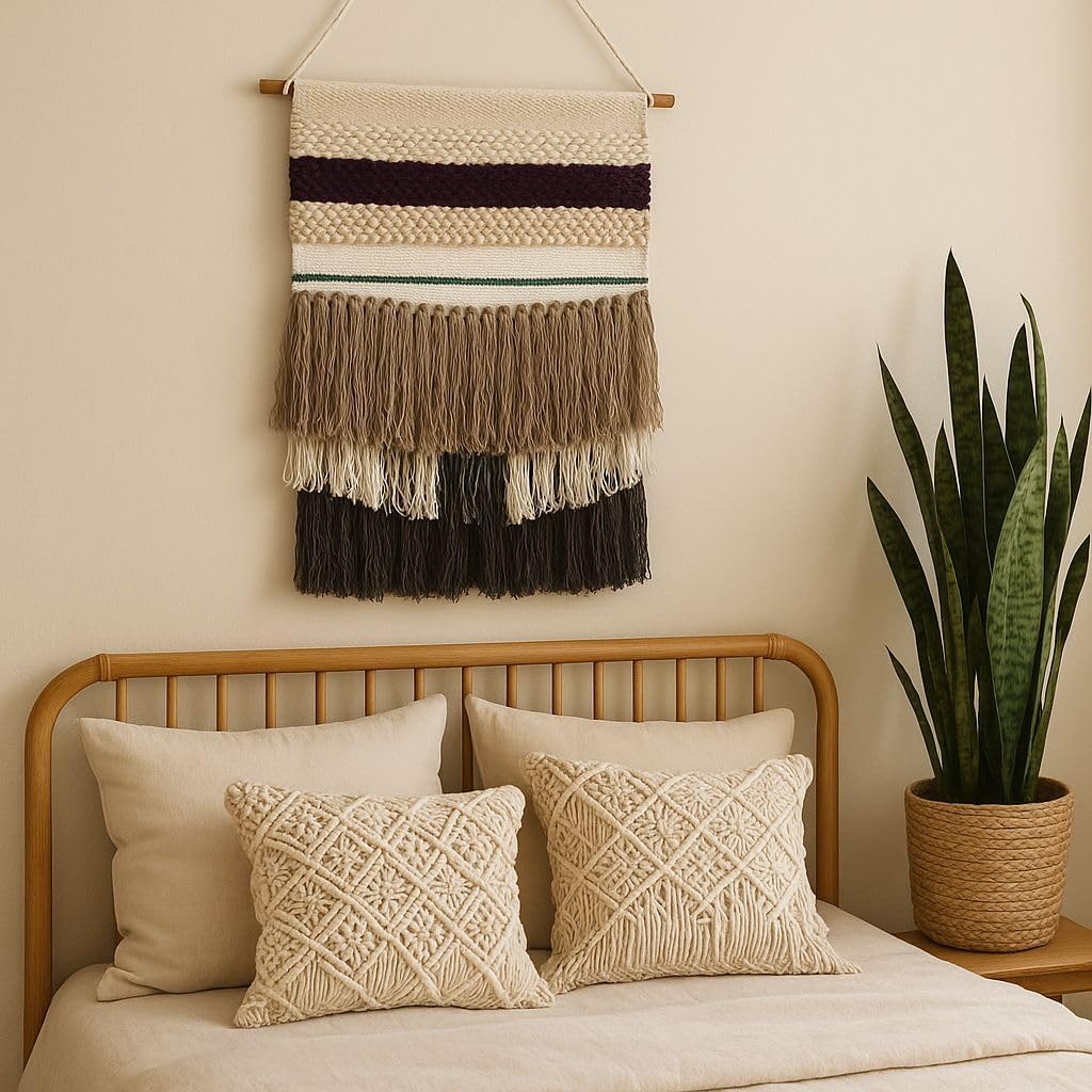 Striped Cotton Boho Tassel Wall Hanging Decor