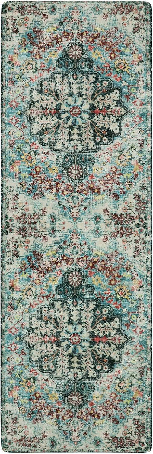 Bohemian Floral Washable Pet Friendly Rug