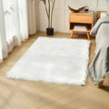 White Faux Sheepskin Fluffy Non-Slip Washable Area Rug 3x5ft