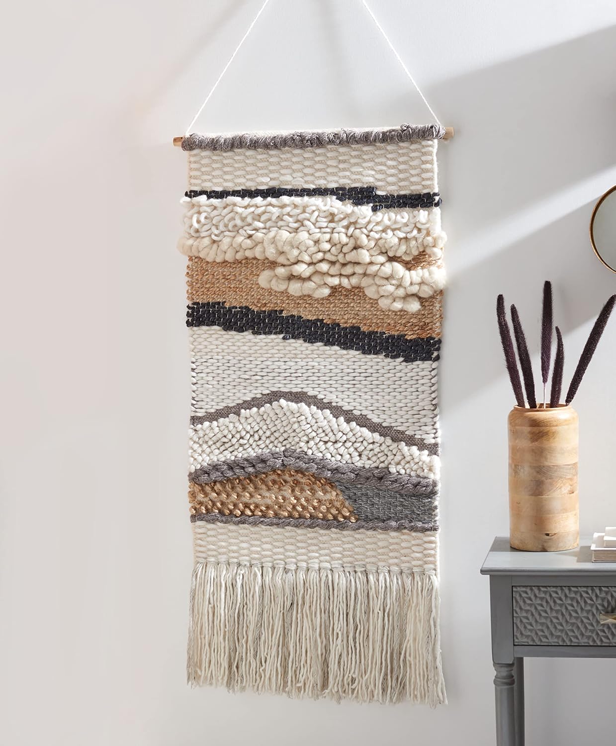 Boho Tribal Wool Jute Wall Tapestry