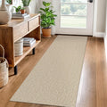 Beige Braided Non Slip Cotton Runner Rug