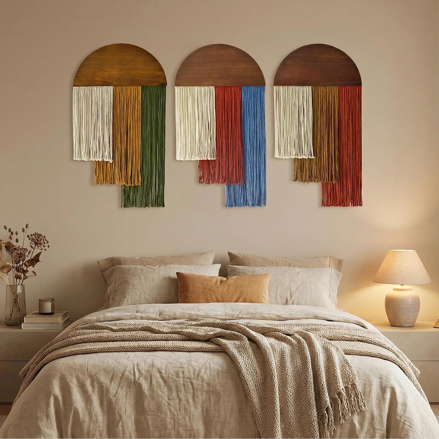 Two Tie-Dye Macrame Woven Wall Hangings