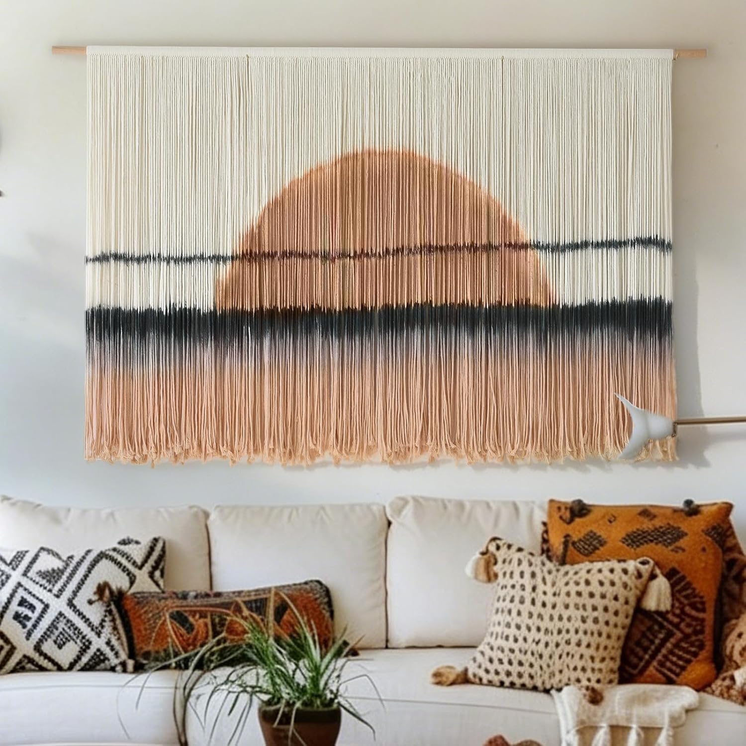 Sunset Dip-Dye Boho Macrame Wall Hanging Decor