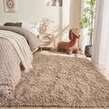 Beige Fluffy Plush 5x7 Shag Area Rug
