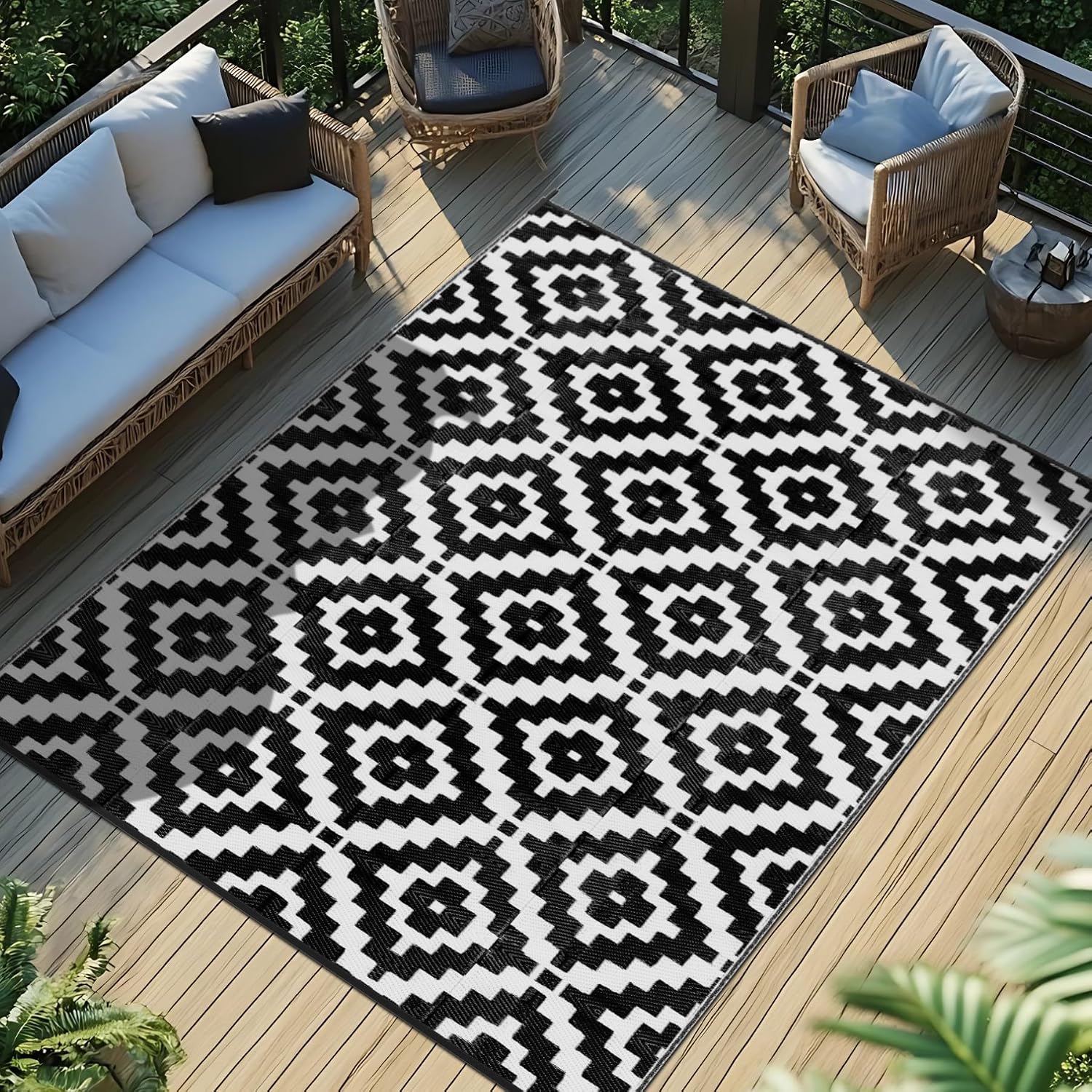 Reversible Straw Waterproof Large Outdoor Rug