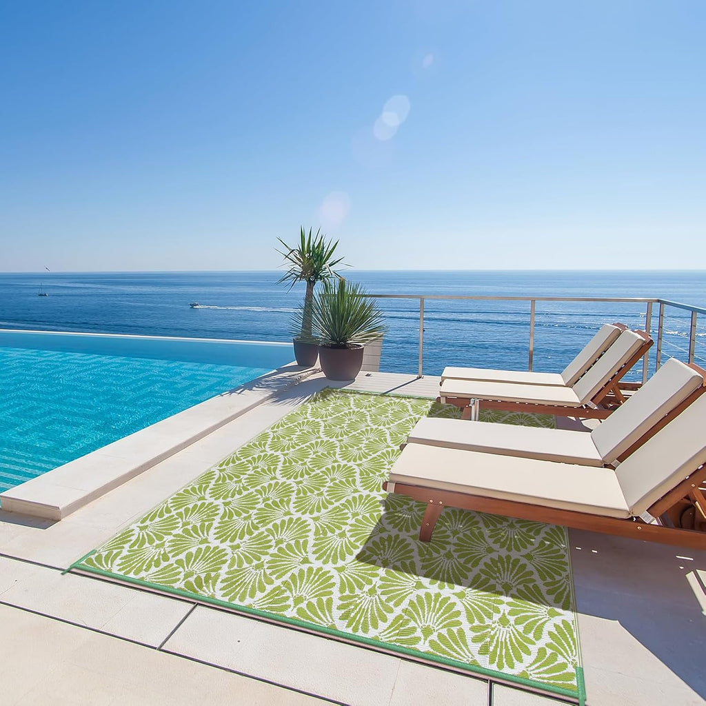 Lightweight Waterproof Green Outdoor Rug