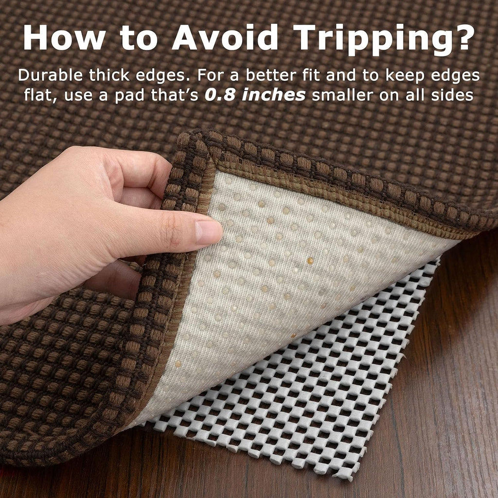 Brown Washable Non Slip Cotton Runner Rug