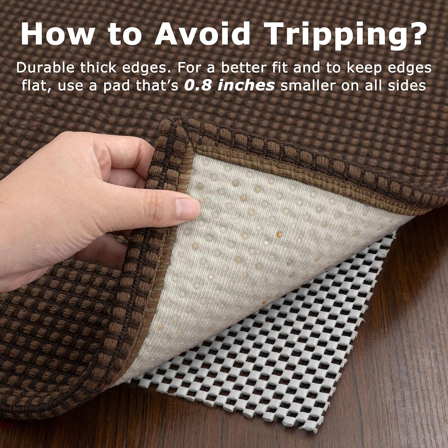 Brown Washable Non Slip Cotton Runner Rug