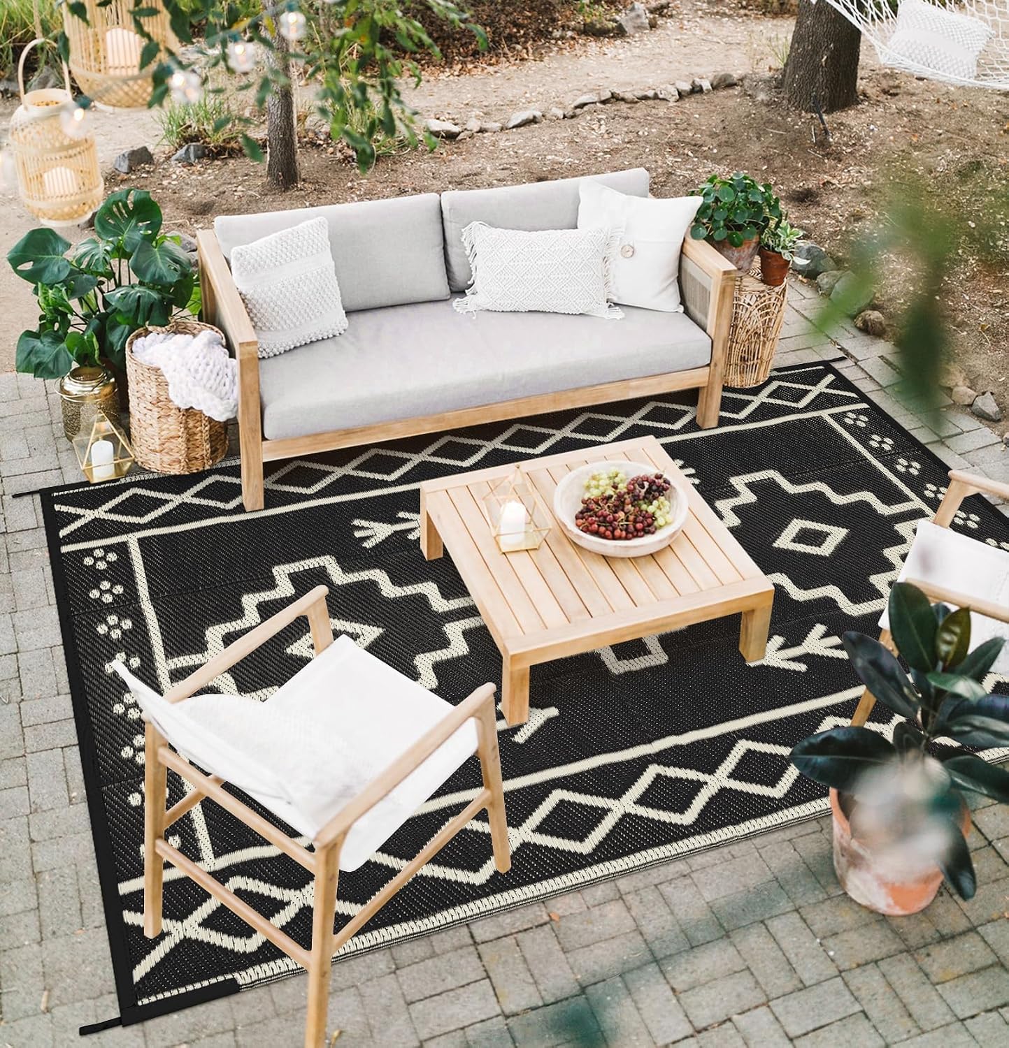 Reversible Waterproof Boho Outdoor Rug