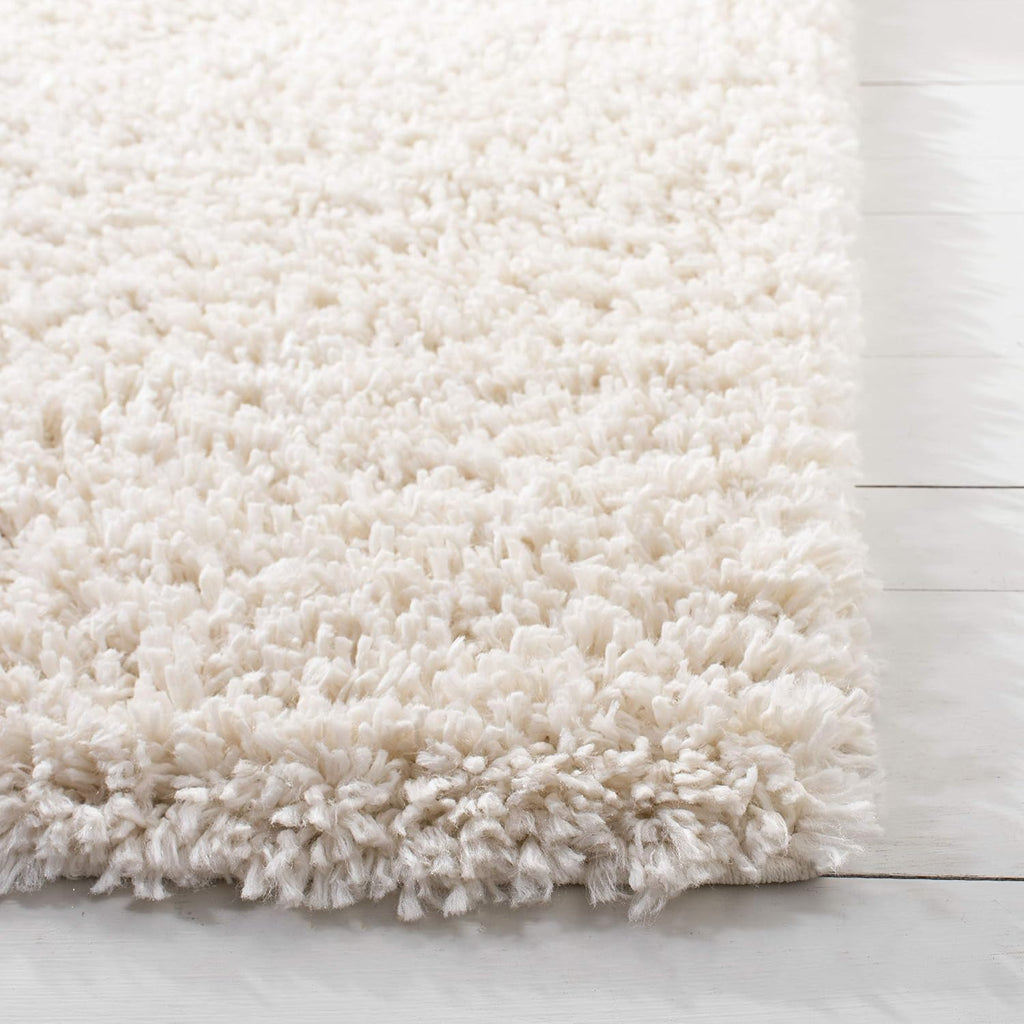 Ivory Thick Solid Non-Shed Easy Care Shag Area Rug