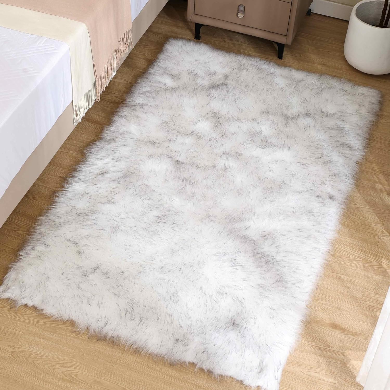 Beige Faux Sheepskin Washable Fluffy 2x6 Decor Rug
