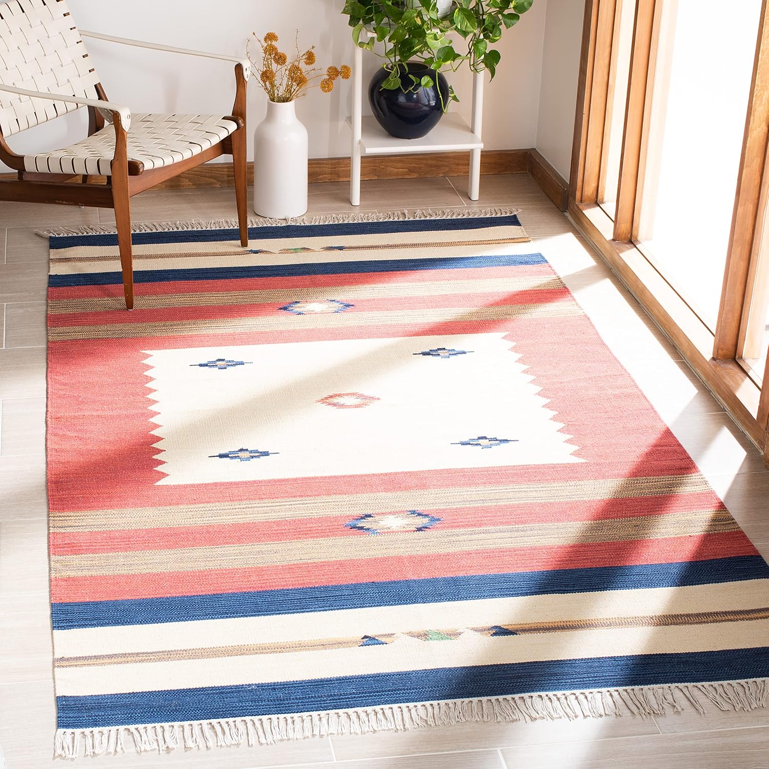 Boho Tribal Cotton Fringe Runner Rug