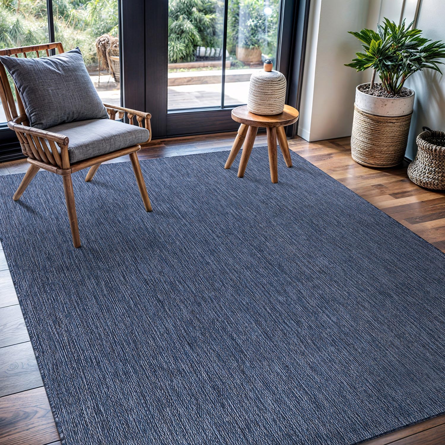 Waterproof Modern Navy Outdoor Area Rug