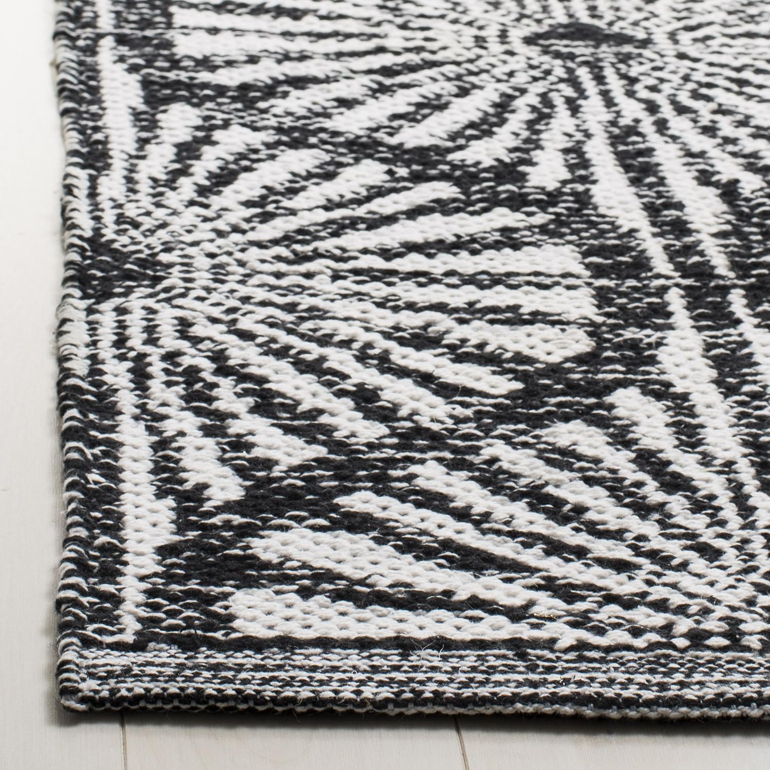 Black Ivory Handwoven Cotton Runner Rug