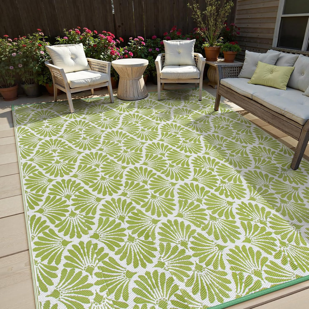 Lightweight Waterproof Green Outdoor Rug