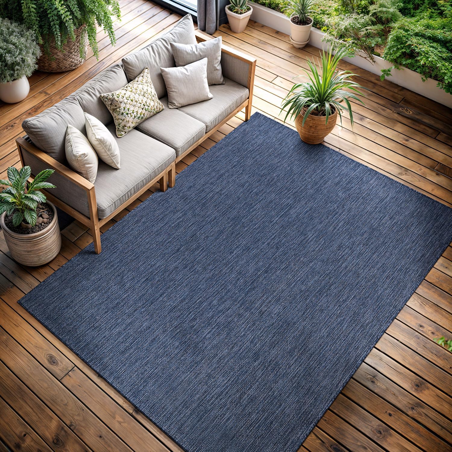 Waterproof Modern Navy Outdoor Area Rug