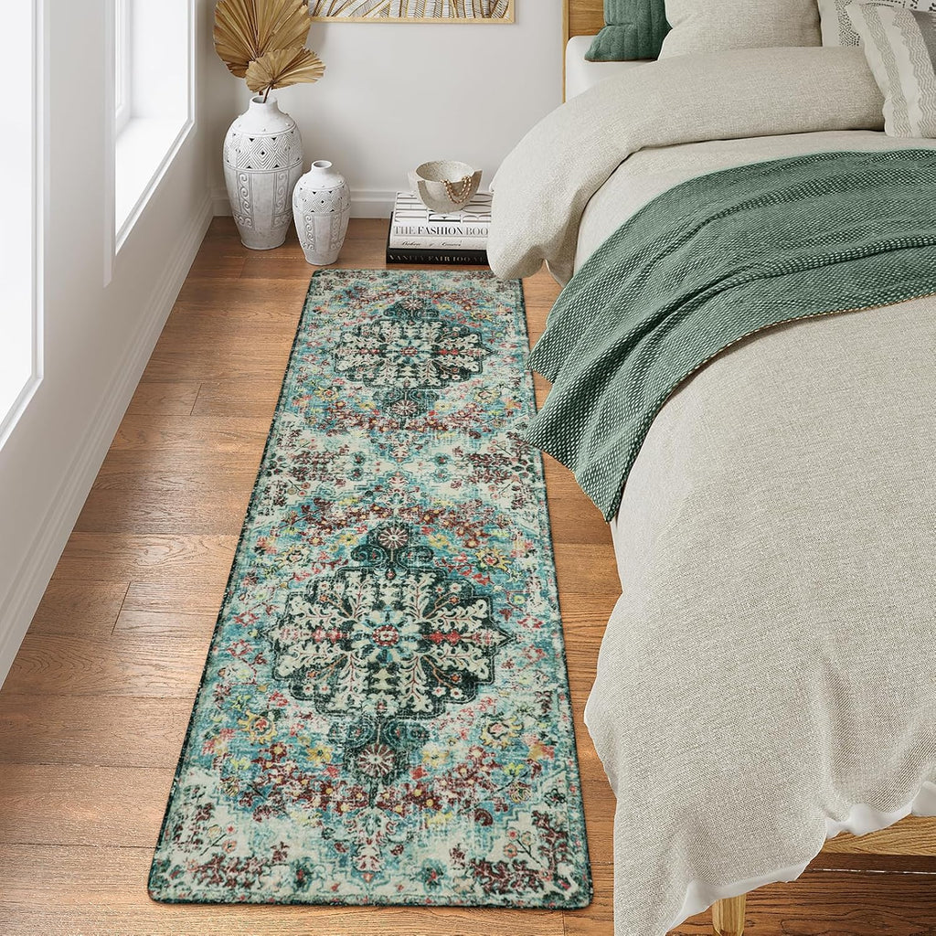 Bohemian Floral Washable Pet Friendly Rug