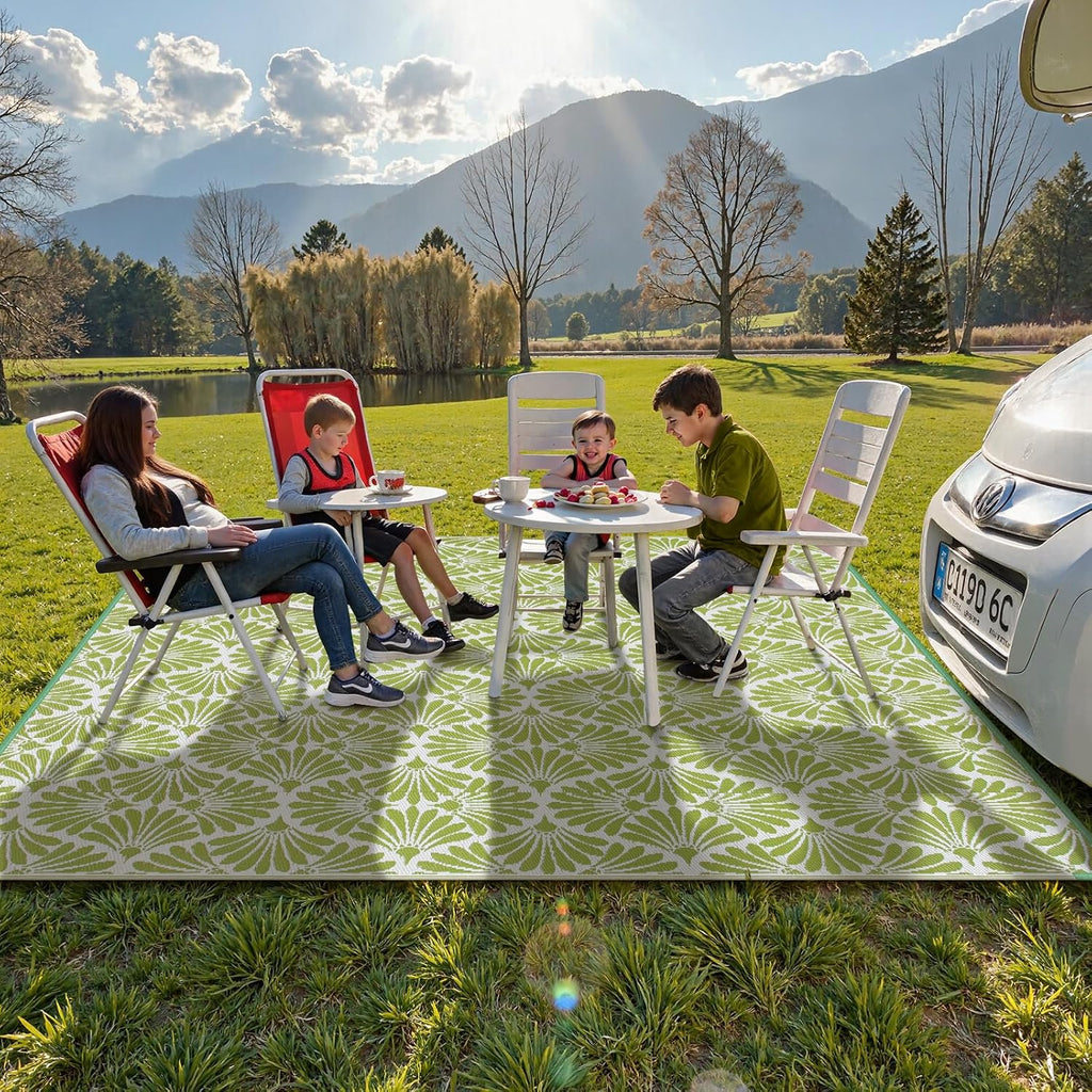 Lightweight Waterproof Green Outdoor Rug
