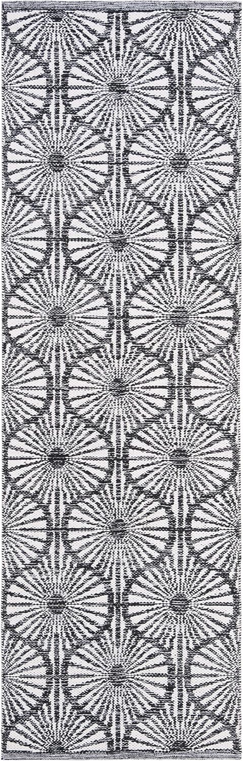 Black Ivory Handwoven Cotton Runner Rug