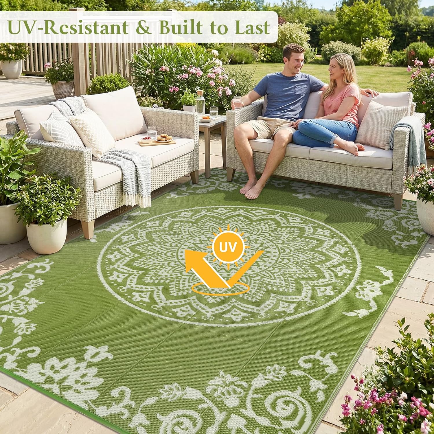Reversible UV Resistant Lightweight Outdoor Rug