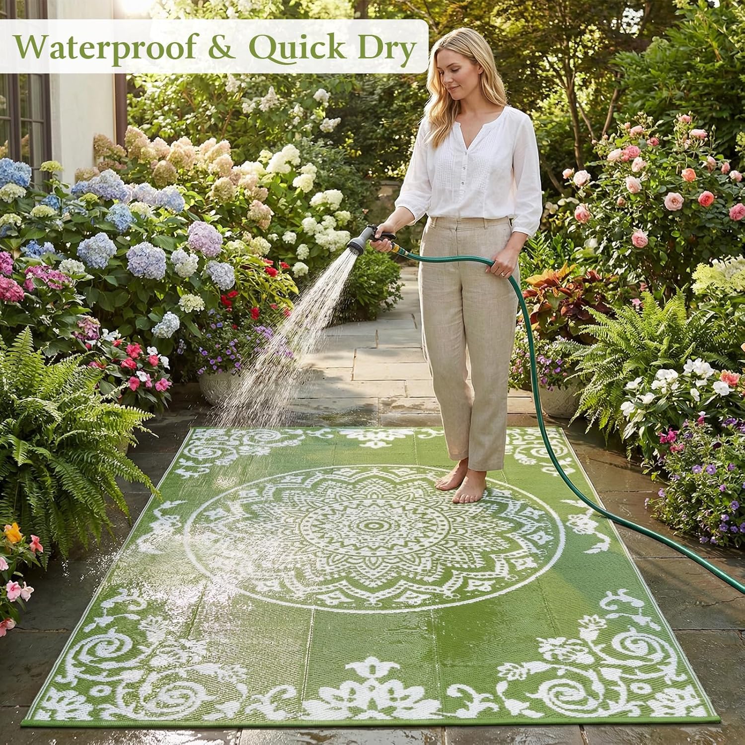 Reversible UV Resistant Lightweight Outdoor Rug