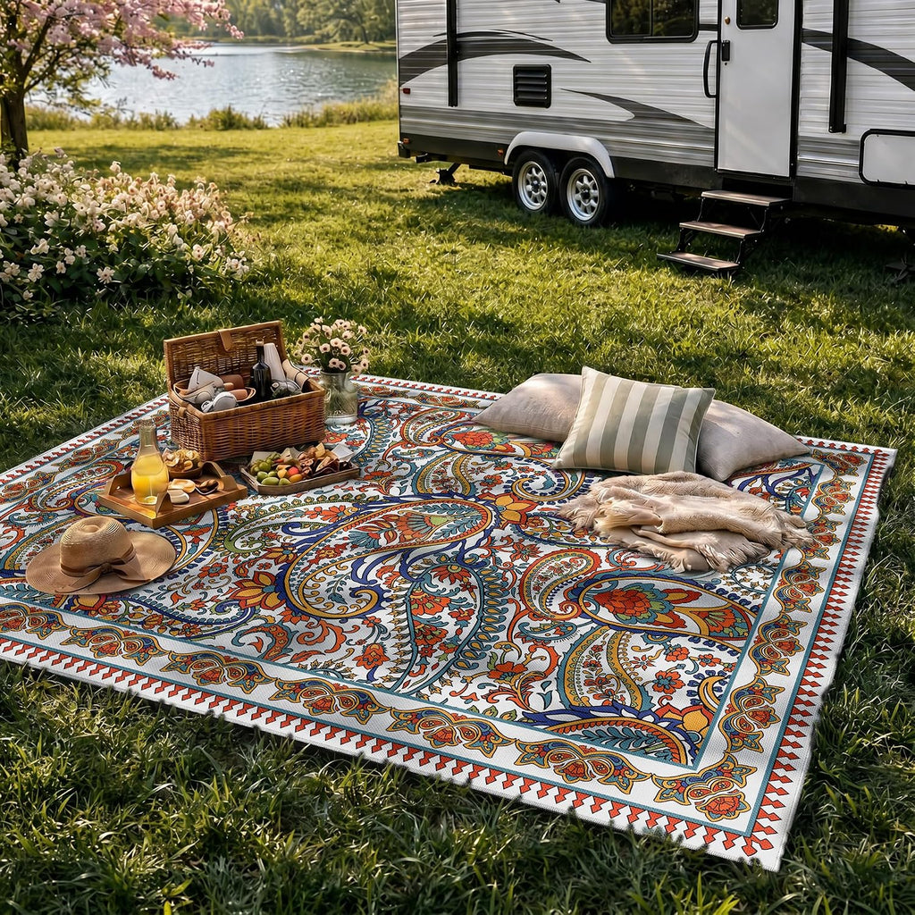 Paisley Boho Waterproof Non Slip Outdoor Rug