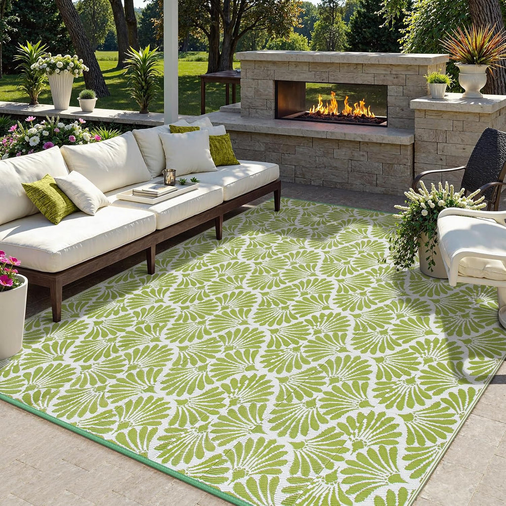 Lightweight Waterproof Green Outdoor Rug