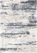 Grey Ivory Thick Non-Shed Easy Clean Shag Rug