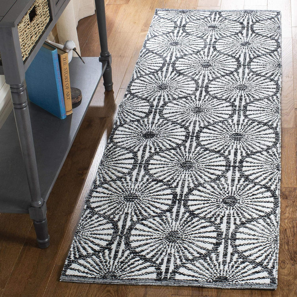 Black Ivory Handwoven Cotton Runner Rug